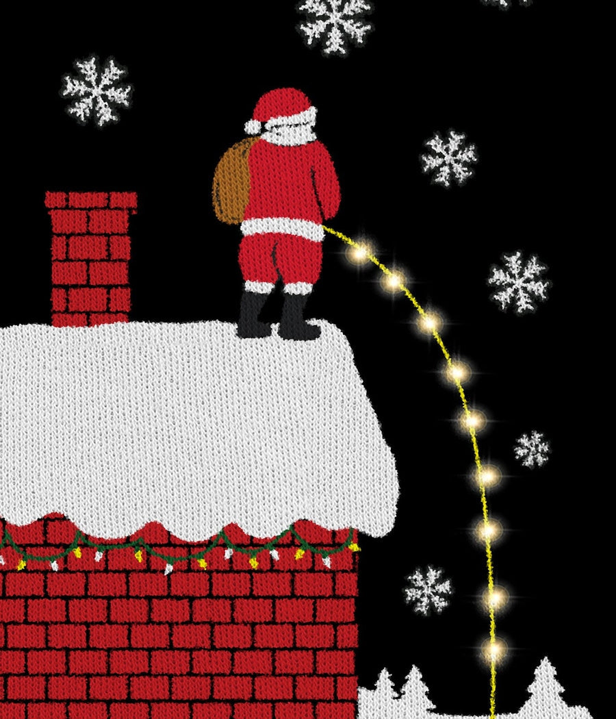 Men's Light Up Holiday Sweater with Rooftop Graphic and Battery Pack