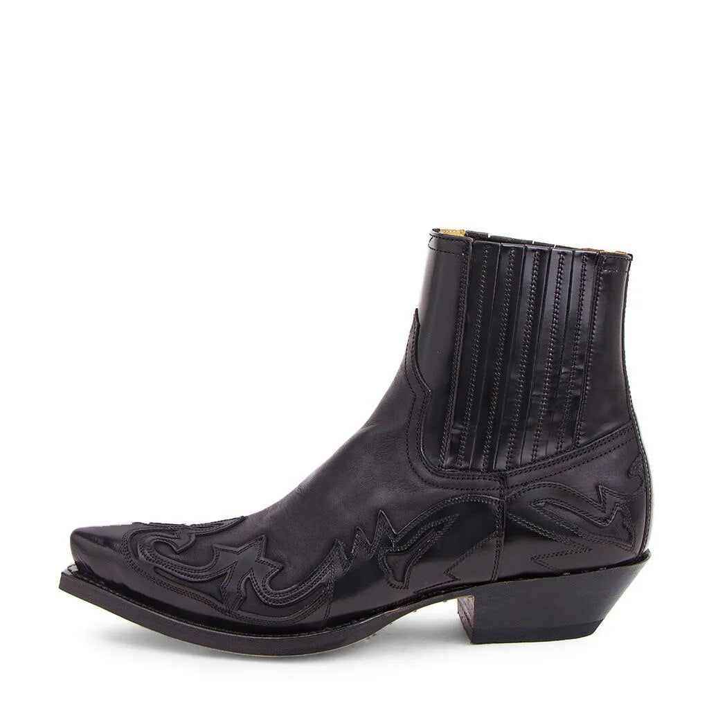 Men's Western Cowboy Boots with Decorative Stitching and Cushioned Insole