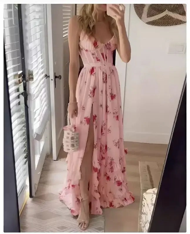 Zara | Elegant Floral Slit Maxi Dress for Special Occasions - Image 4