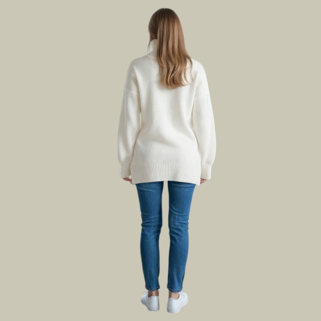 Women's Turtleneck Sweater with Tall Neck and Modern Relaxed Fit, Machine Washable