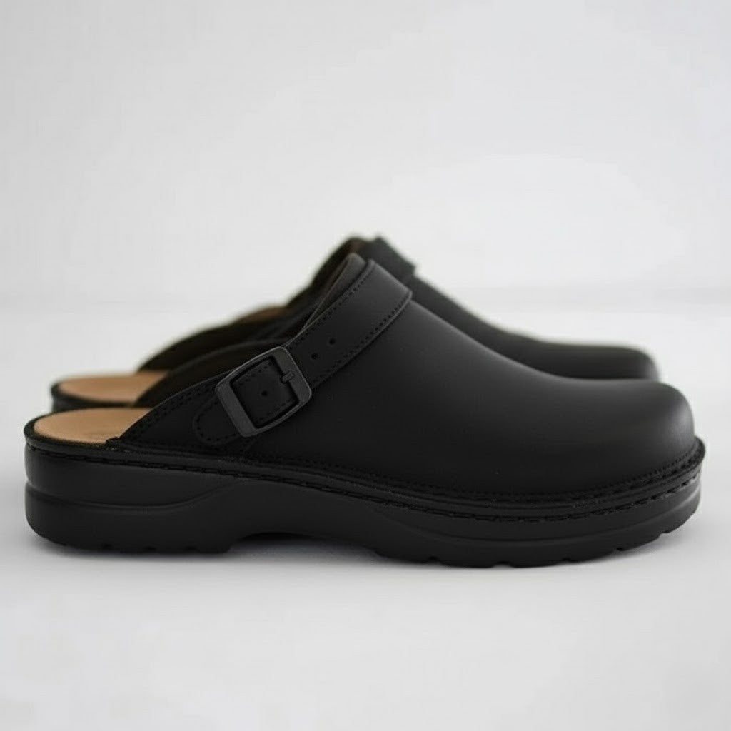 Men's Orthopaedic Clogs with Breathable Leather and Slip-On Design, Cushioned Insole