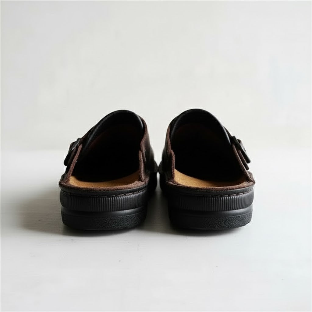Men's Orthopaedic Clogs with Breathable Leather and Slip-On Design, Cushioned Insole