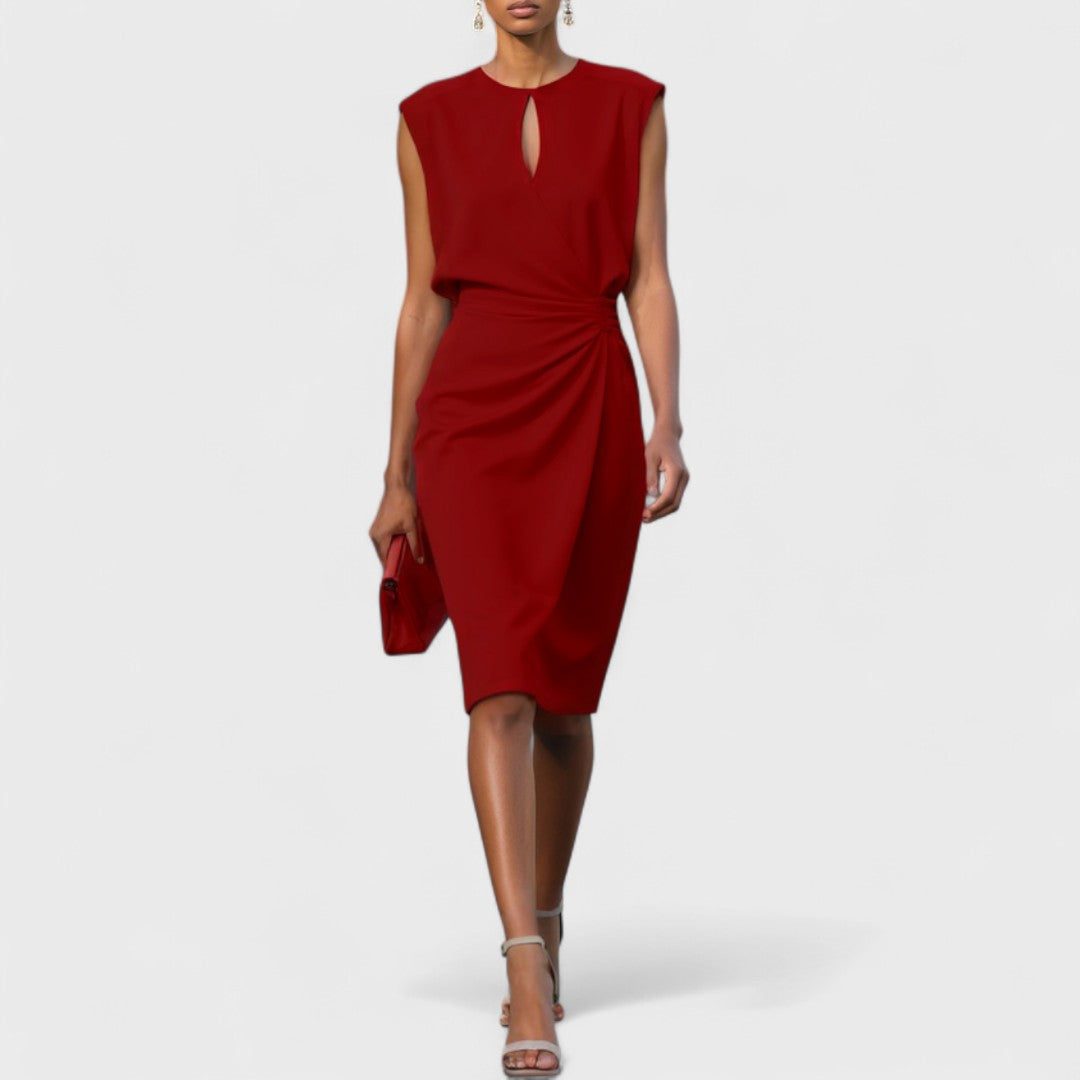 Midi Dress with Silhouette and Stretch Fabric, Invisible Side Zipper