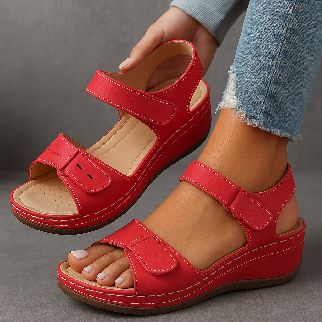 Orthopedic Wedge Sandals with Adjustable Strap and Contoured Footbed