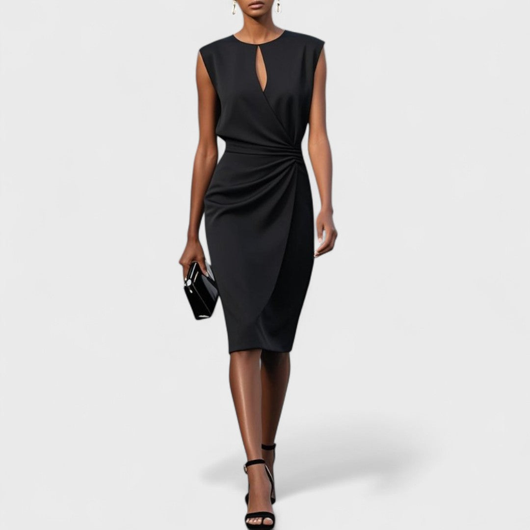Midi Dress with Silhouette and Stretch Fabric, Invisible Side Zipper