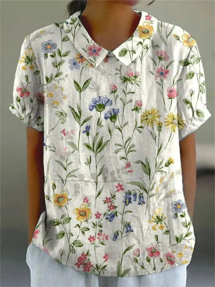 Floral Shirt with Lightweight Breathable Fabric and Relaxed Flattering Fit, Machine Washable