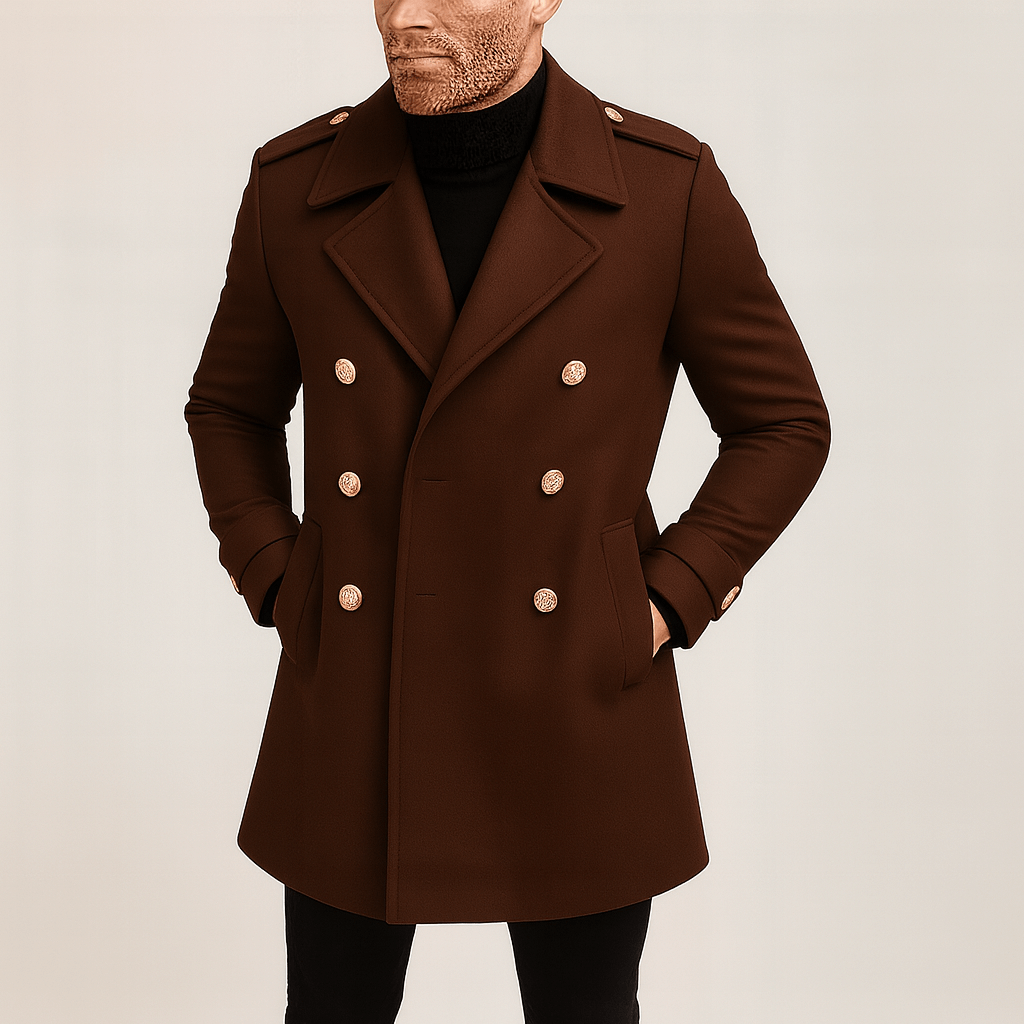 Luminovi | Double-Breasted Wool Blend Coat