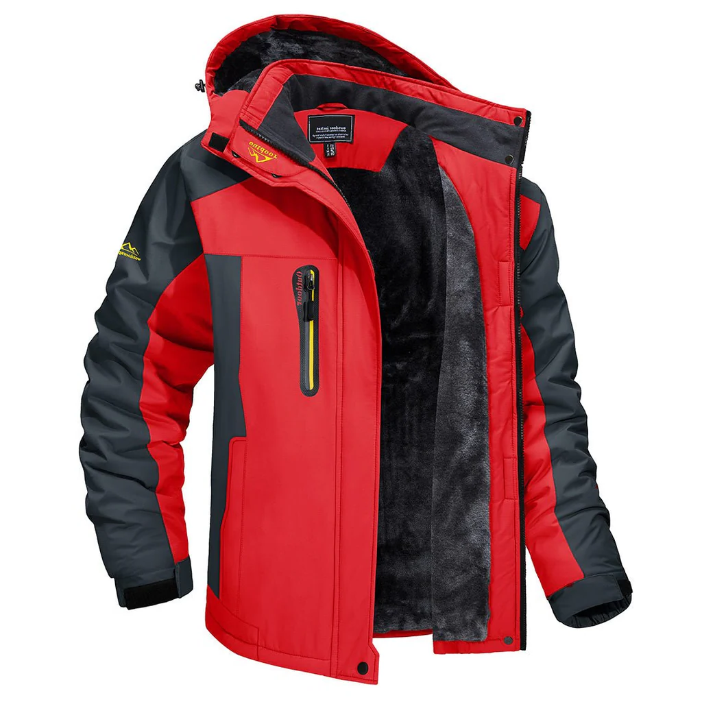 Stretch Outdoor Jacket with Wind Blocking Shell and Full Zip Closure