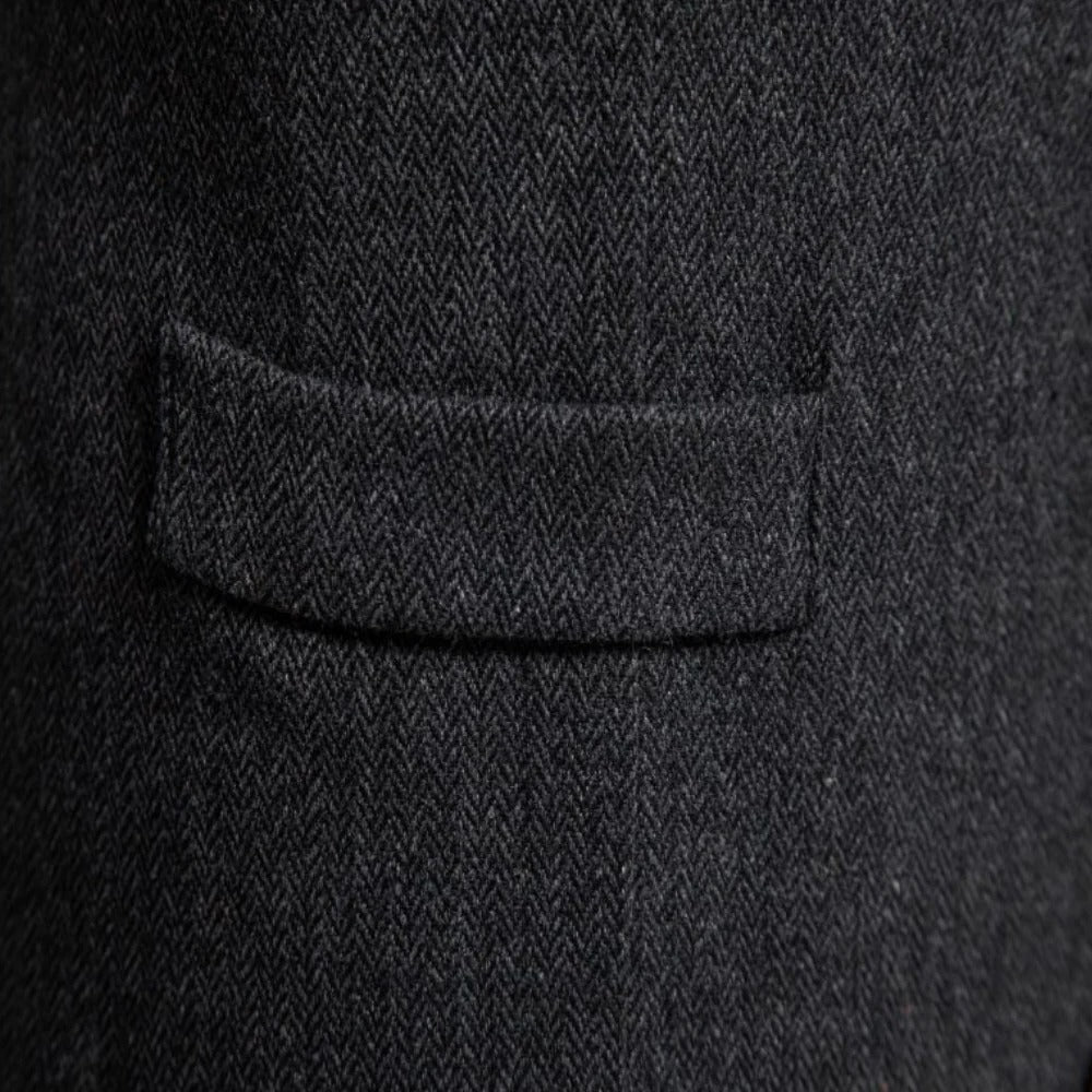 Men's Button Front Vest with Dual Pockets and Wool Blend Fabric