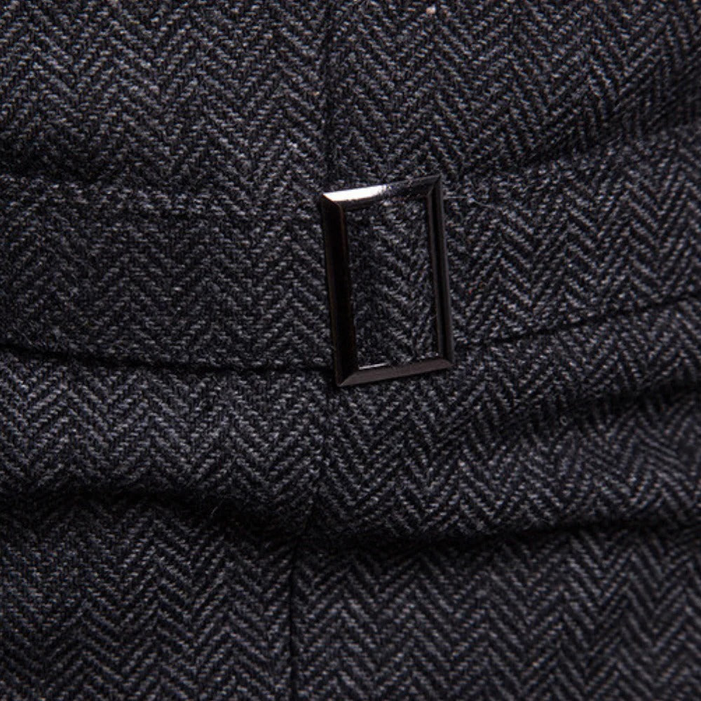 Men's Button Front Vest with Dual Pockets and Wool Blend Fabric