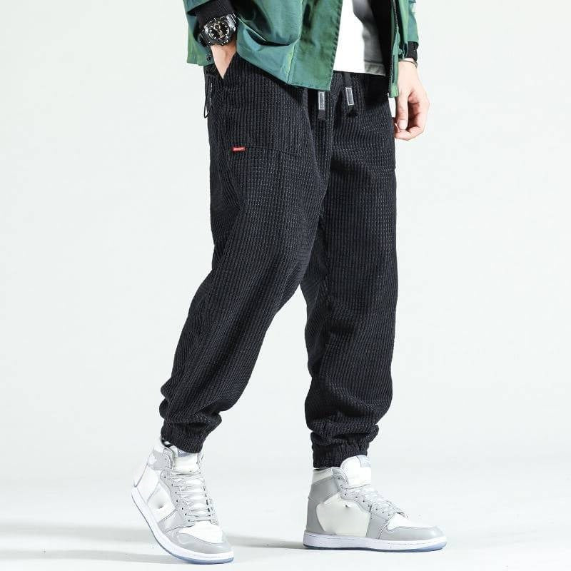 Straight Leg Corduroy Trousers with Vertical Ribbed Texture and Natural Waist Fit