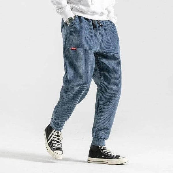 Straight Leg Corduroy Trousers with Vertical Ribbed Texture and Natural Waist Fit