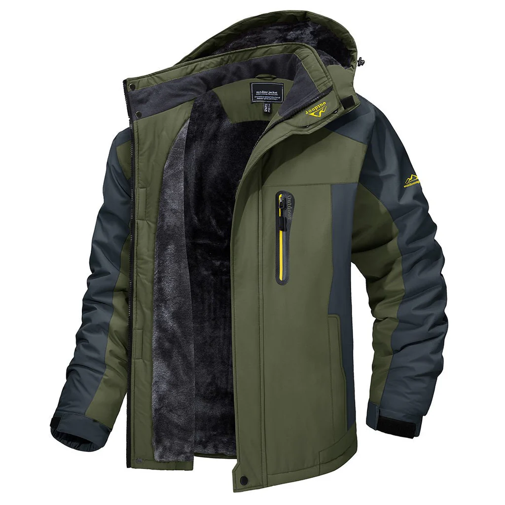 Stretch Outdoor Jacket with Wind Blocking Shell and Full Zip Closure