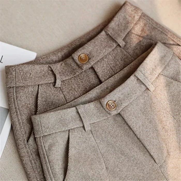 Women's Tailored Straight Leg Pants with Flat Waistband