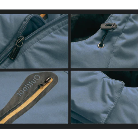 Stretch Outdoor Jacket with Wind Blocking Shell and Full Zip Closure