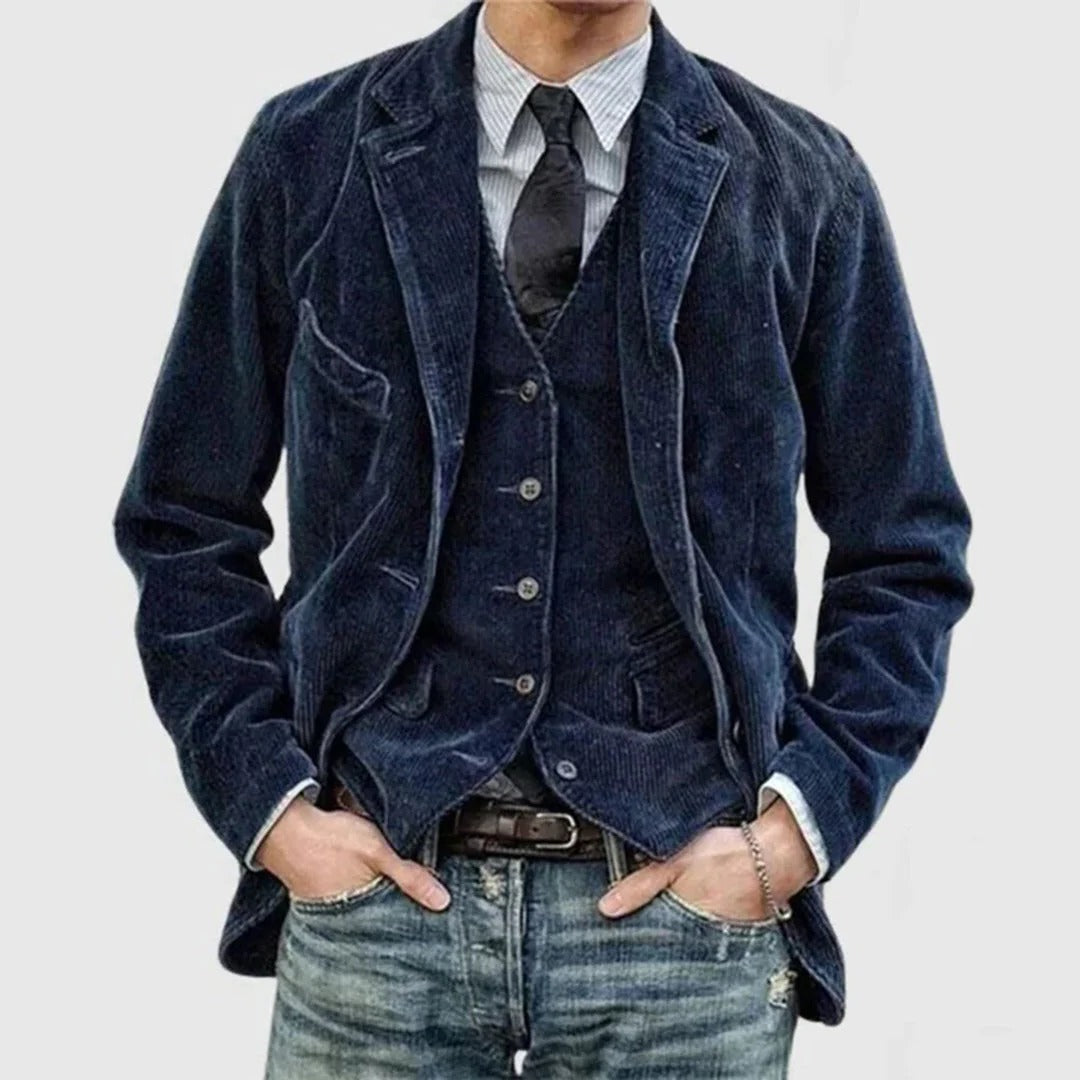 Men's Corduroy Jacket with Button Front and Hip Pockets