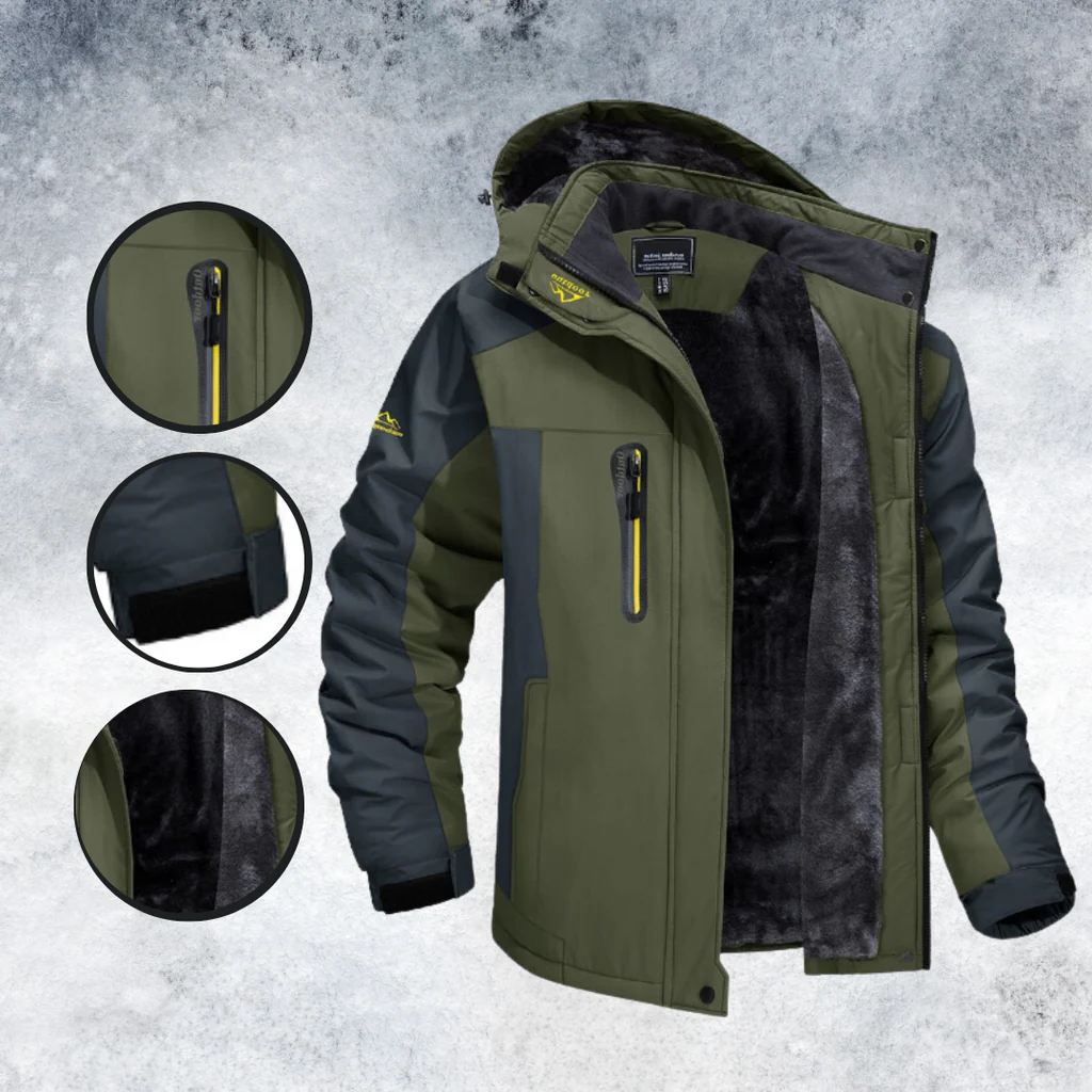 Stretch Outdoor Jacket with Wind Blocking Shell and Full Zip Closure