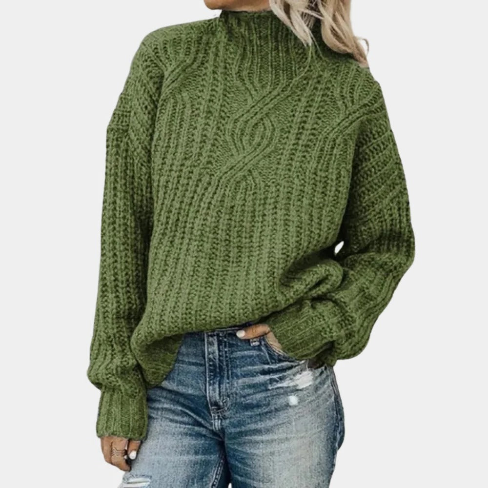 Women's Crew Neck Knit Sweater with Breathable Construction