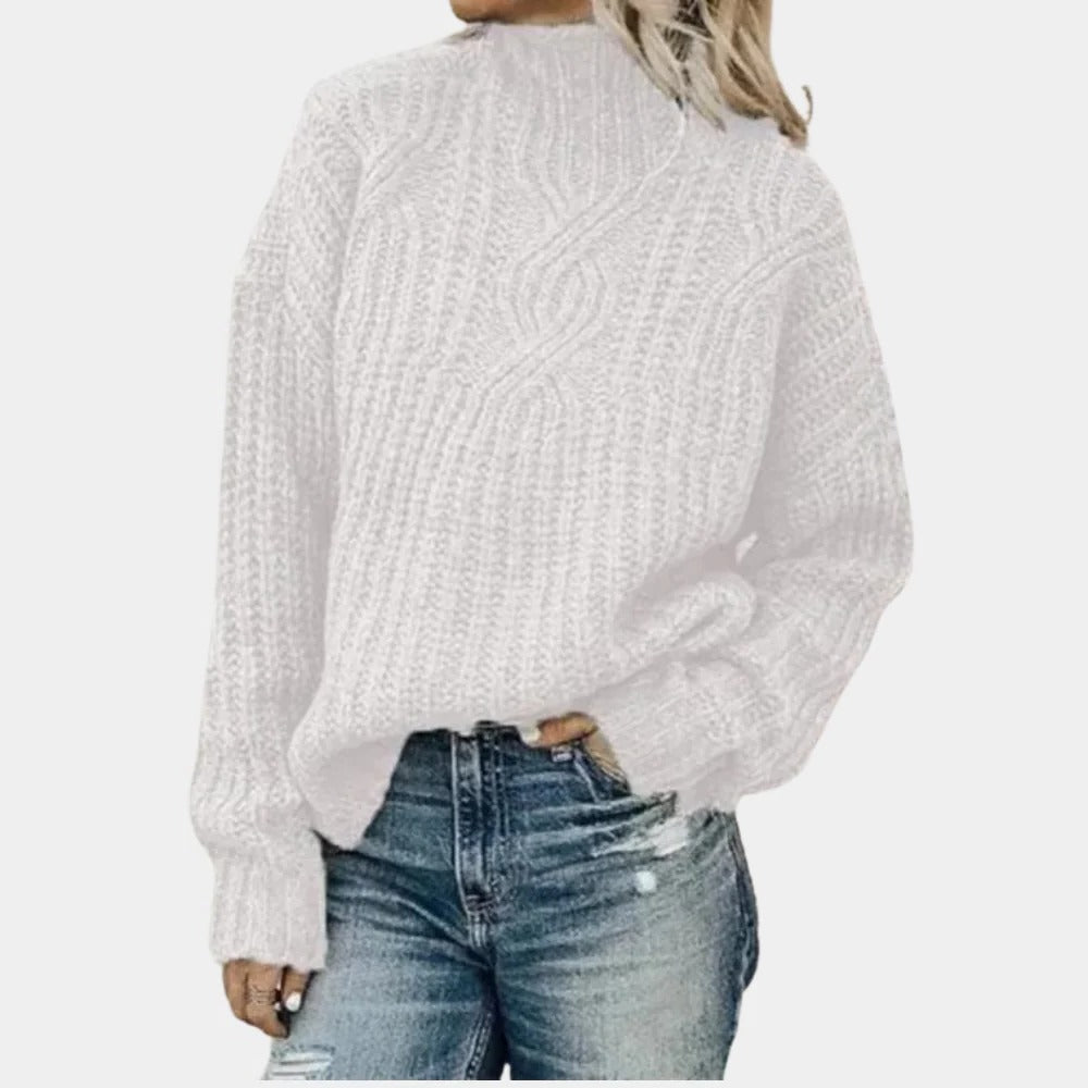 Women's Crew Neck Knit Sweater with Breathable Construction