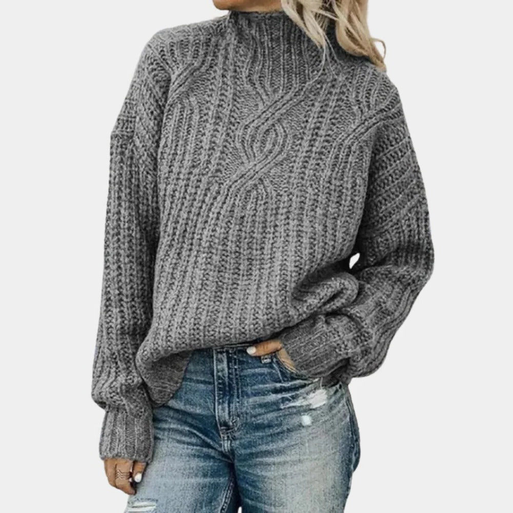 Women's Crew Neck Knit Sweater with Breathable Construction