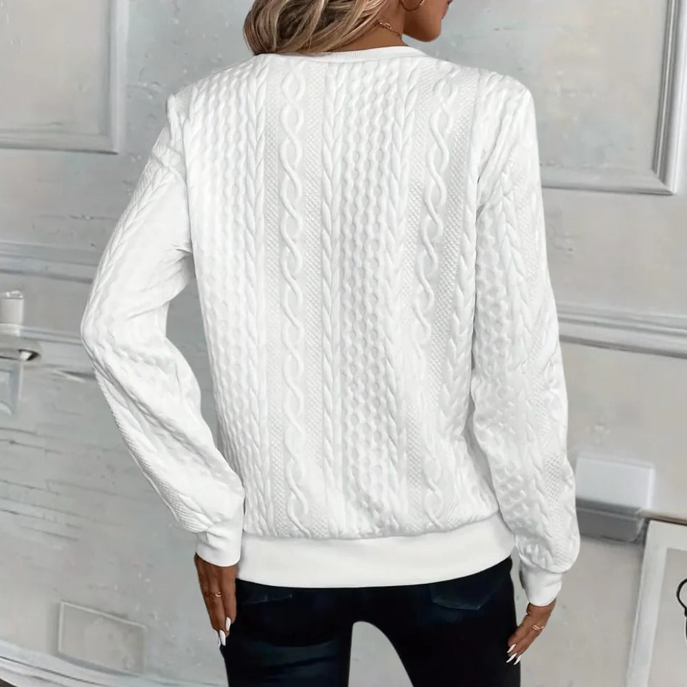 Women's Textured Sweater with Relaxed Fit and Three-Season Versatility