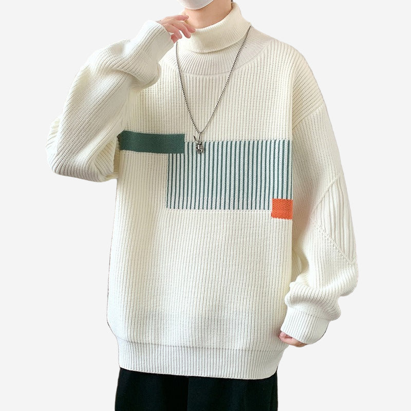 LUMINOVI | Rib Knit Turtleneck Sweater