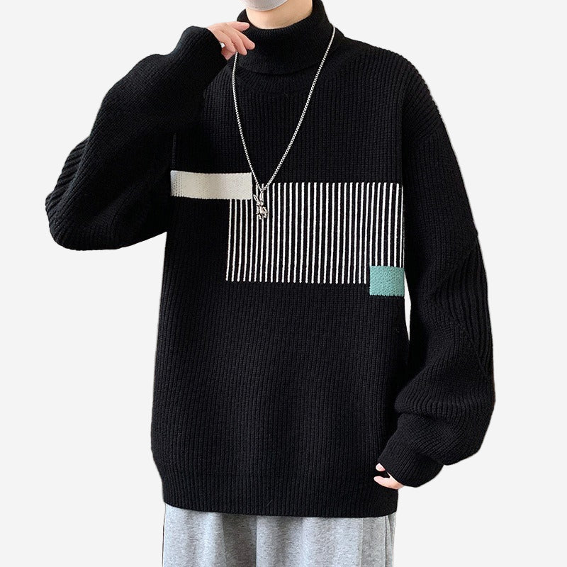LUMINOVI | Rib Knit Turtleneck Sweater