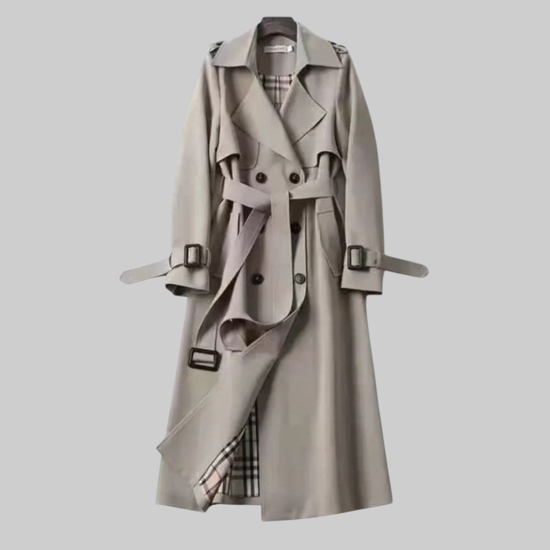 Tailored Trench Coat with Structured Silhouette and Reinforced Button Closure