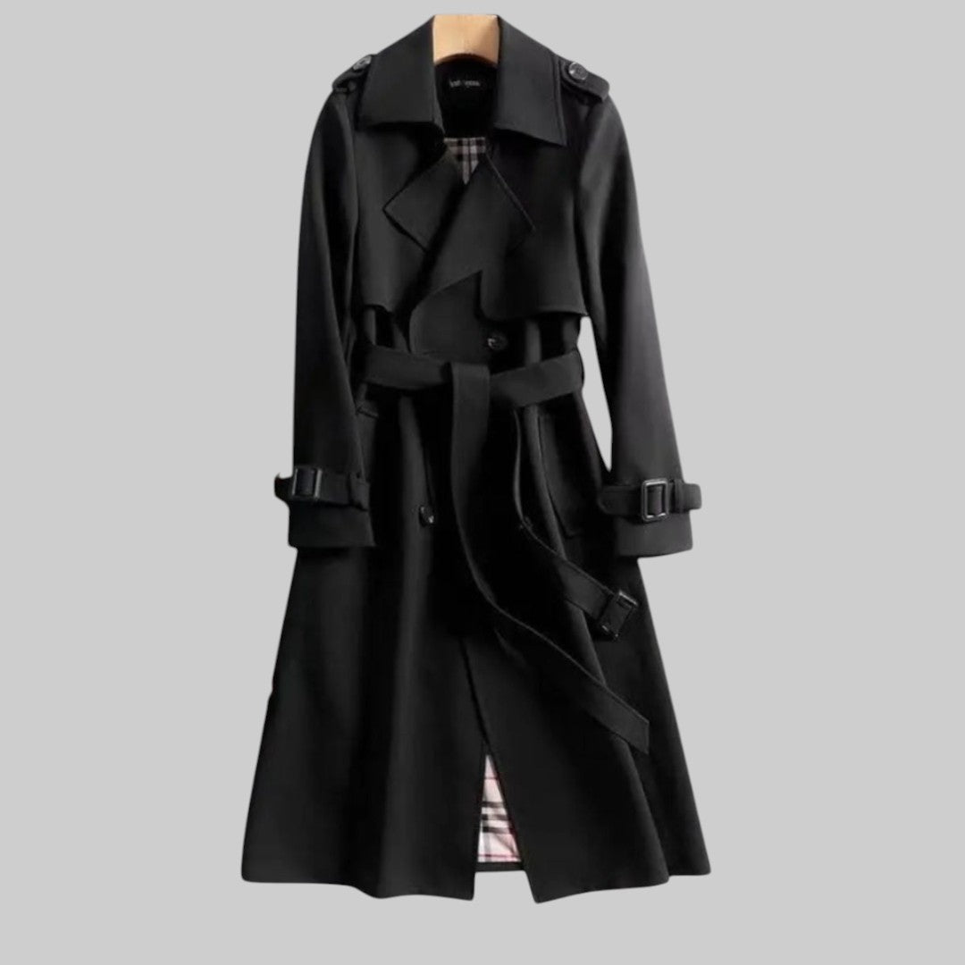 Tailored Trench Coat with Structured Silhouette and Reinforced Button Closure