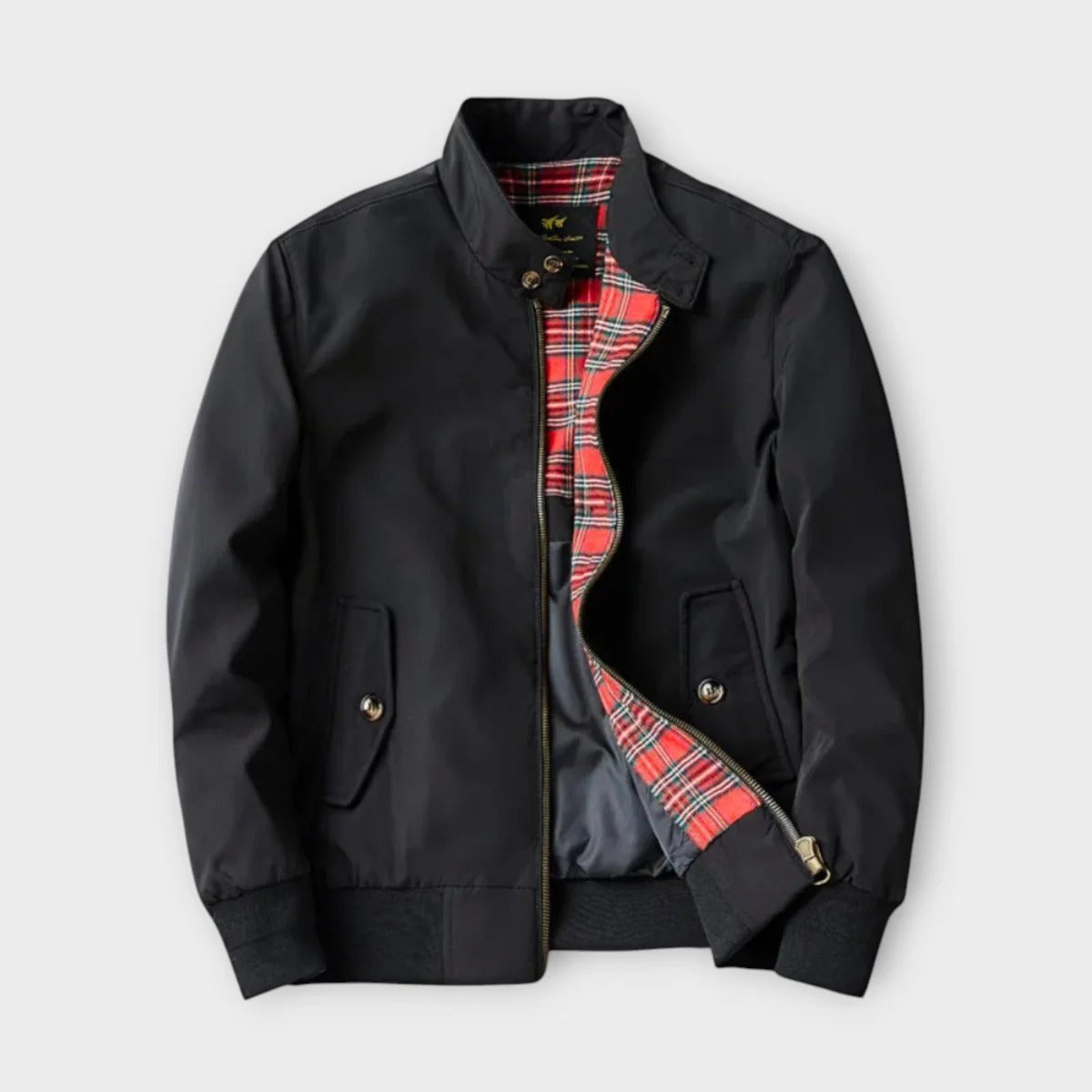 Mens Zip Front Windbreaker Jacket with Stand Collar for Casual Wear