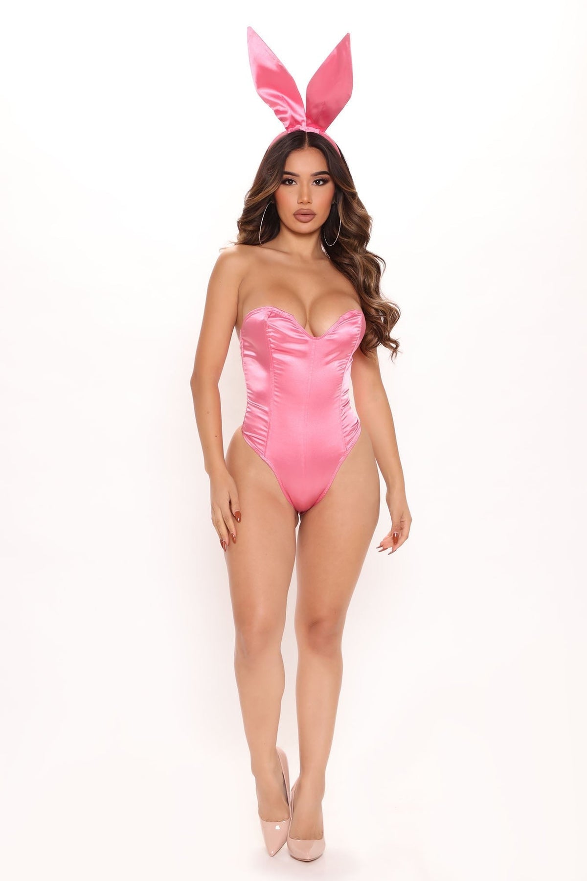 Faux Fur Rabbit Ears and Tail Two Piece Costume Set for Women