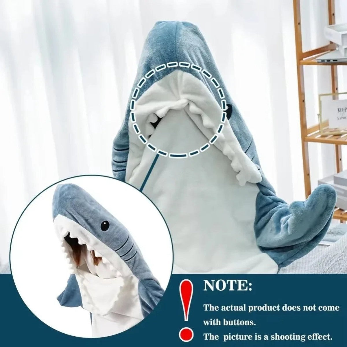 Wearable Shark Sleeping Bag Onesie with Cozy Attached Hood for Adults and Teens