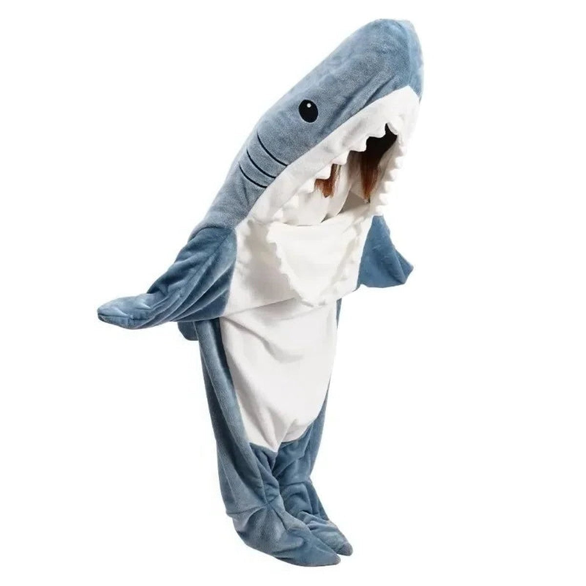 Wearable Shark Sleeping Bag Onesie with Cozy Attached Hood for Adults and Teens