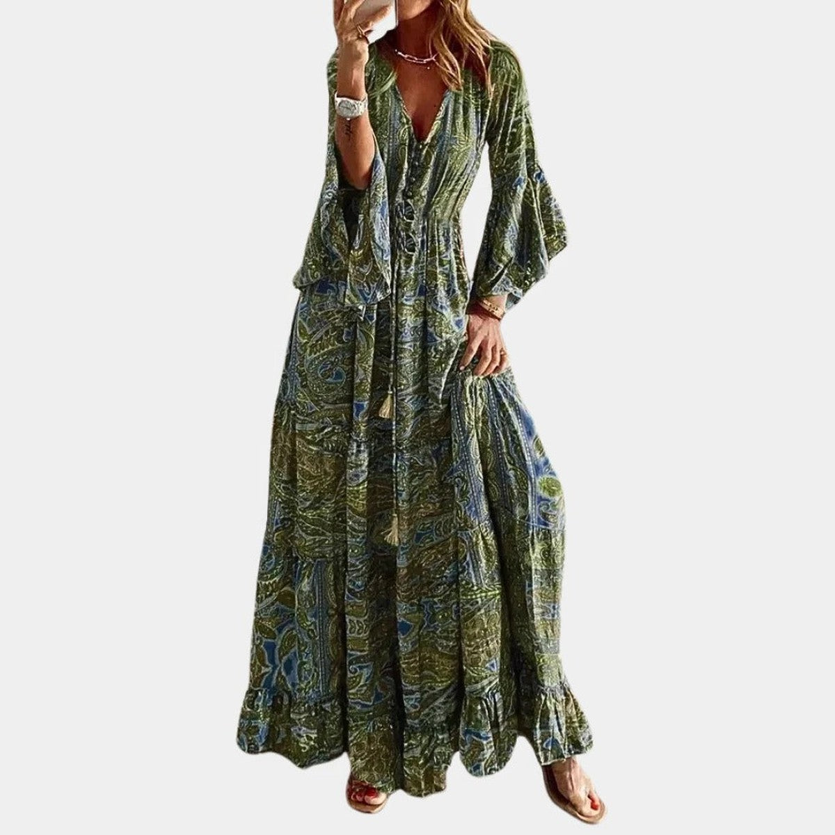 Sleeveless Floral Print Maxi Sundress with Flowy Hem for Casual Summer Wear