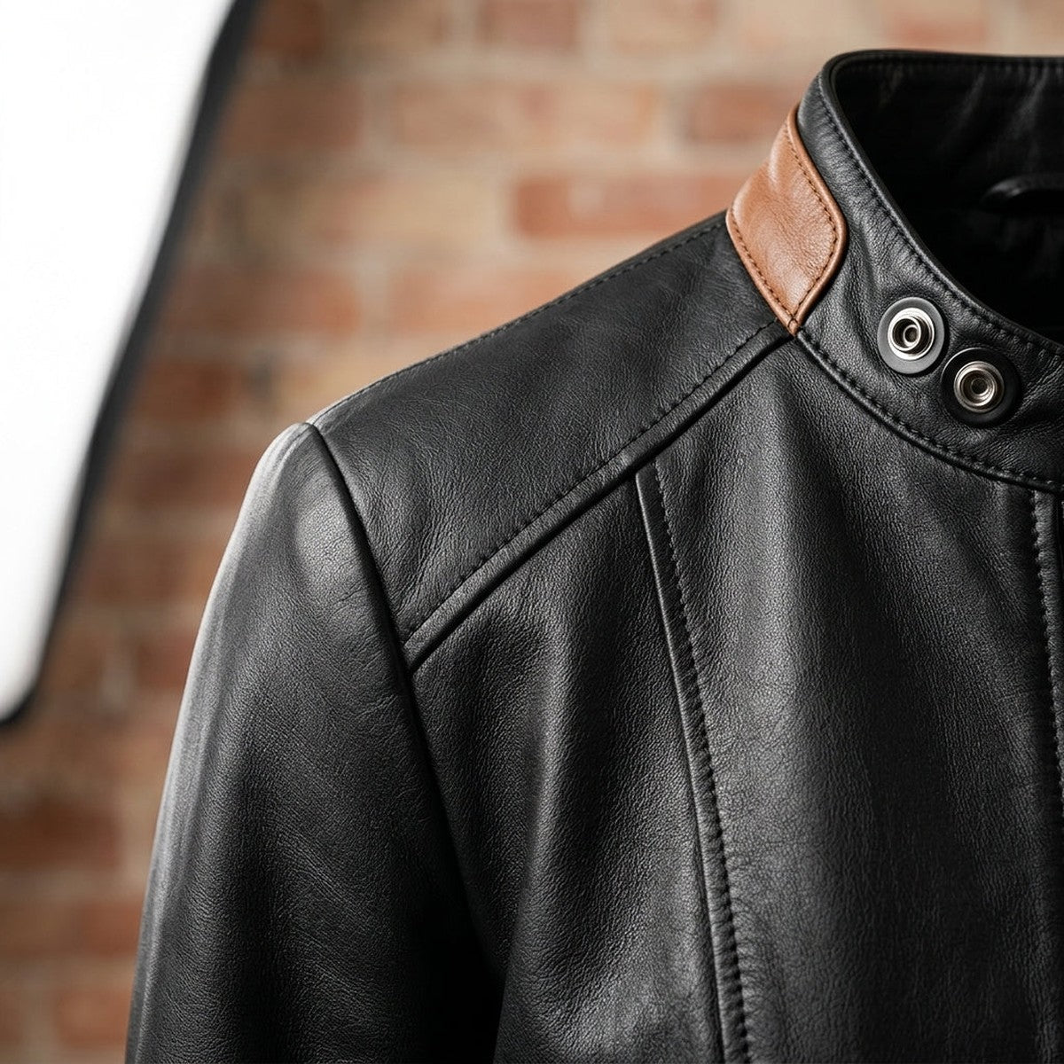 Women's Slim Fit Leather Moto Jacket with Asymmetrical Front Zipper