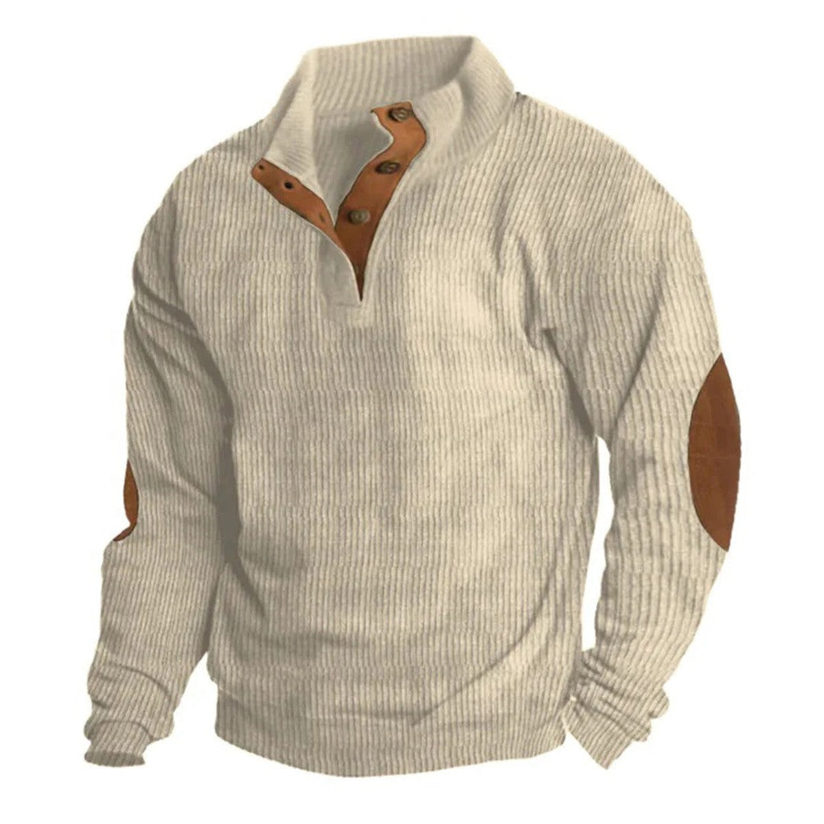 Men Textured Knit Quarter Zip Polo Sweater with Long Sleeves