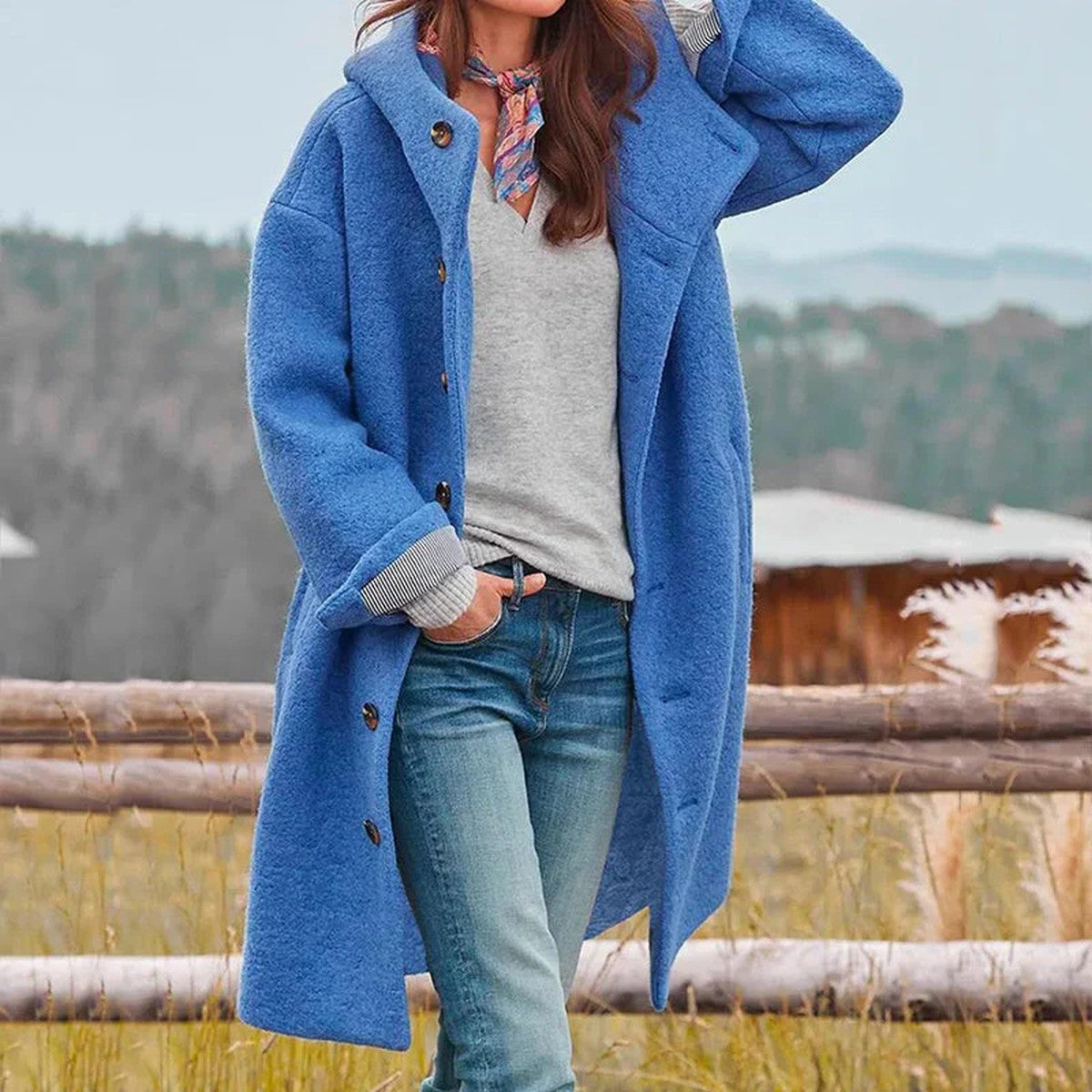Women Hooded Thick Parka Coat with Fleece Lining and Contrast Trim