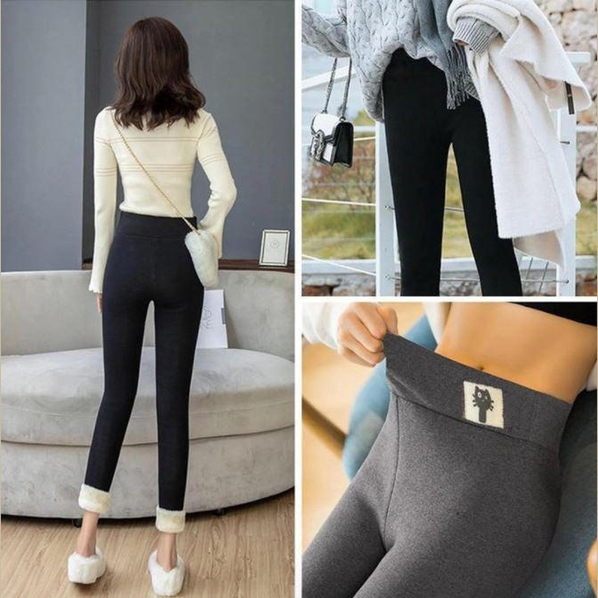 High Waisted Thermal Leggings with Thick Plush Fleece Lining for Cold Weather