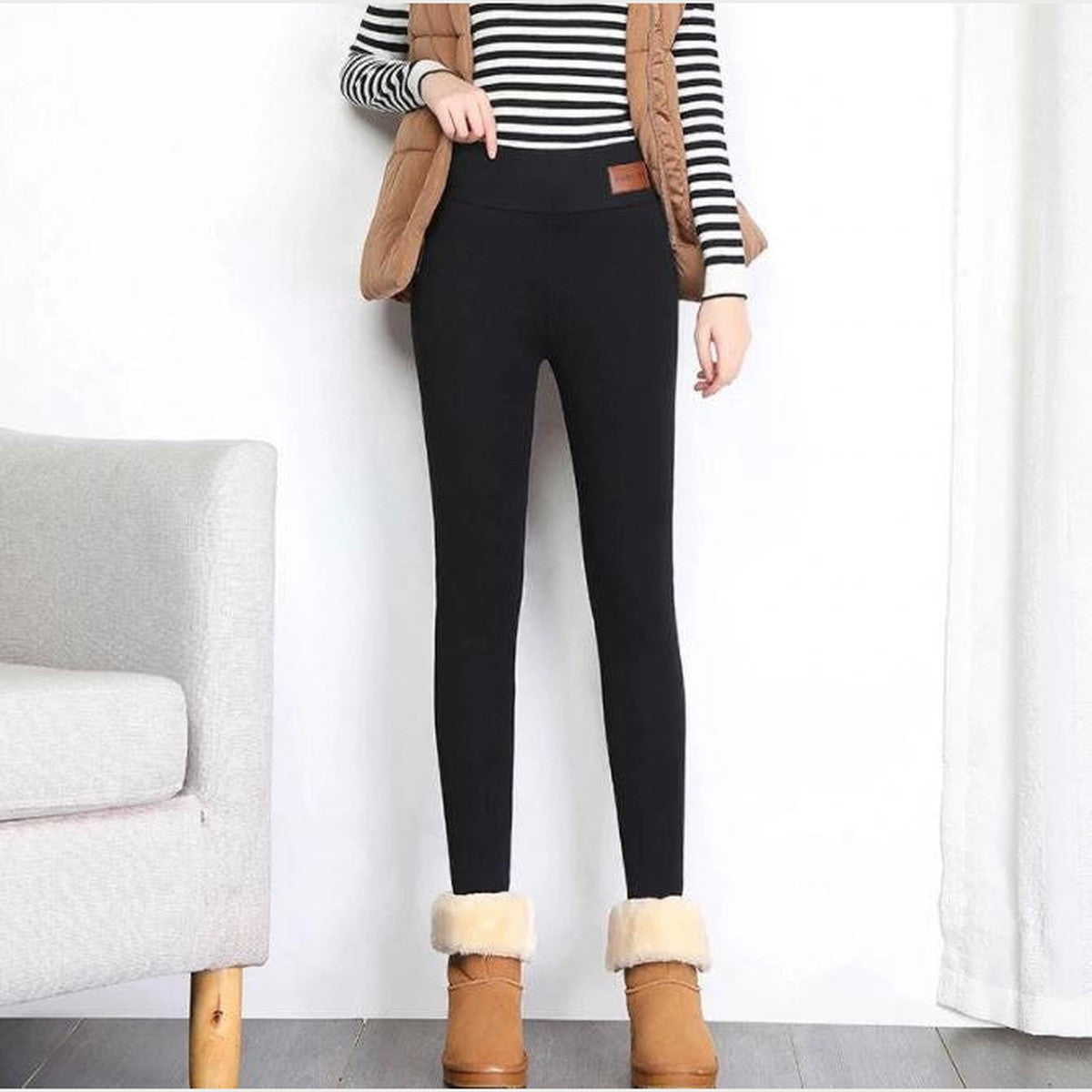 High Waisted Thermal Leggings with Thick Plush Fleece Lining for Cold Weather