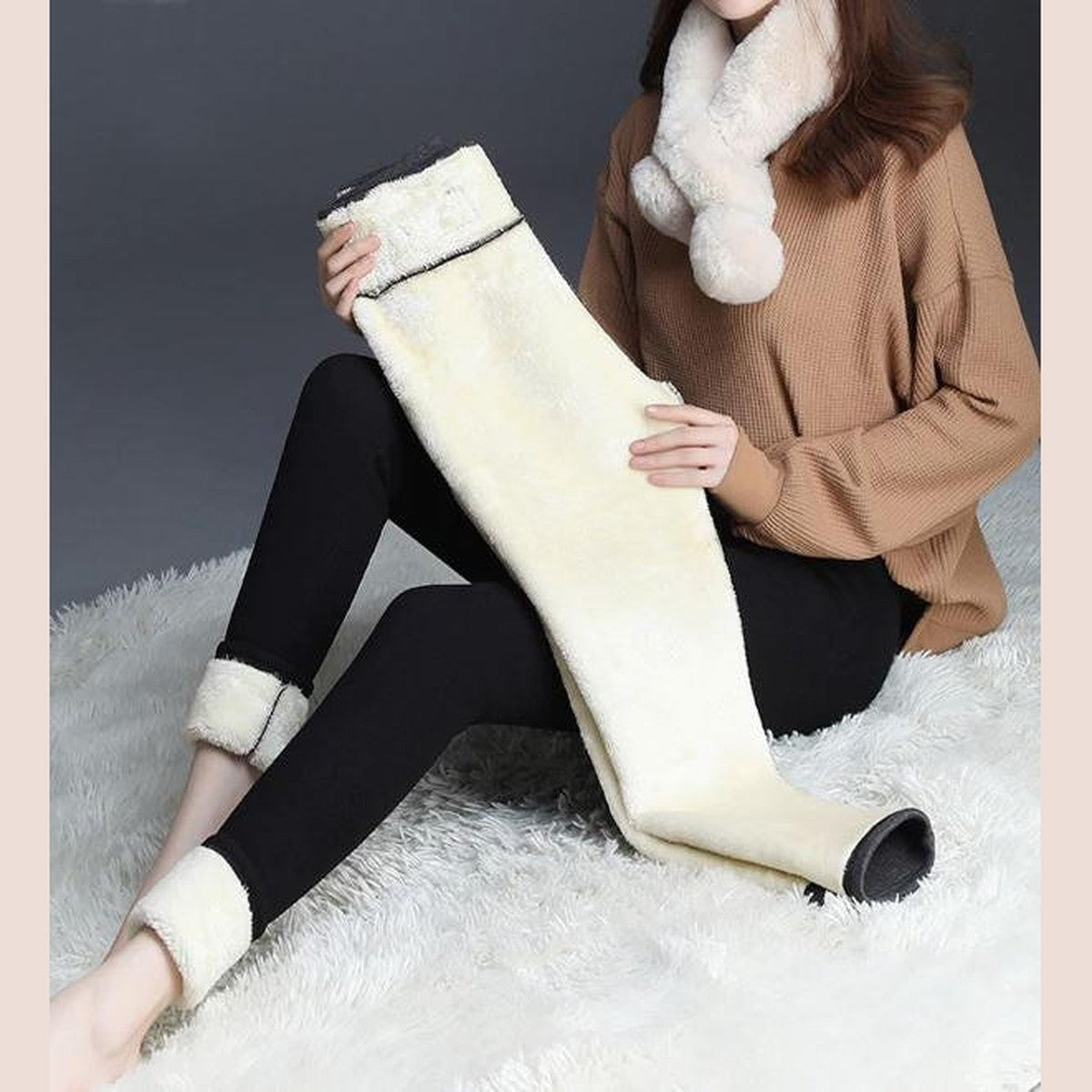 High Waisted Thermal Leggings with Thick Plush Fleece Lining for Cold Weather