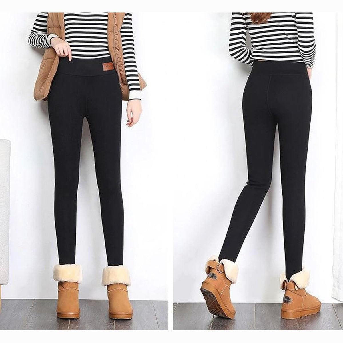 High Waisted Thermal Leggings with Thick Plush Fleece Lining for Cold Weather