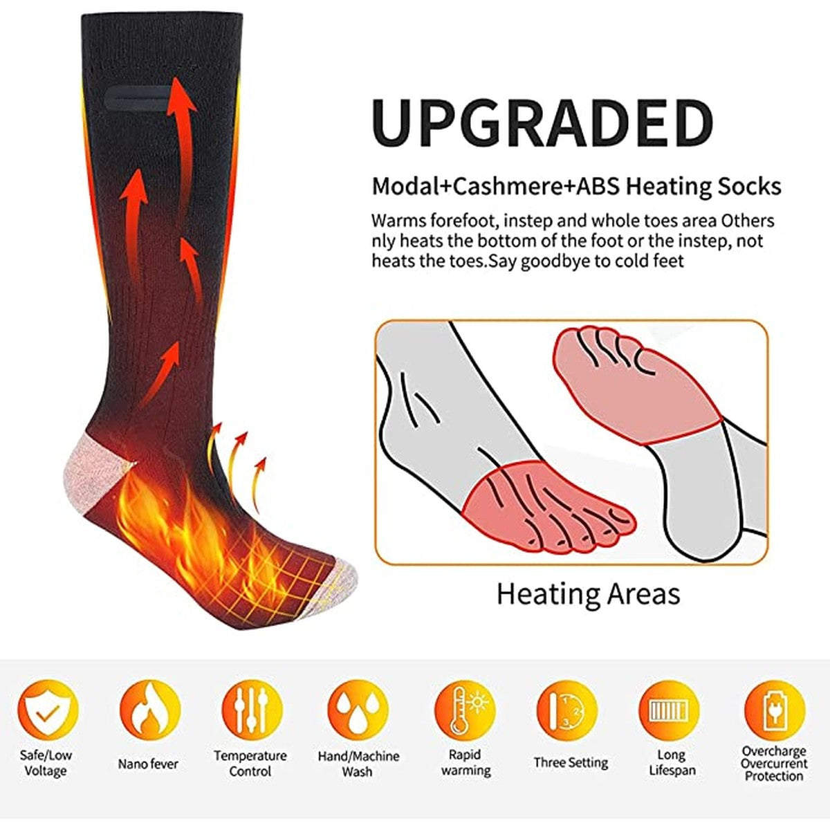 Electric Heated Socks with Rechargeable Battery and Remote Temperature Control
