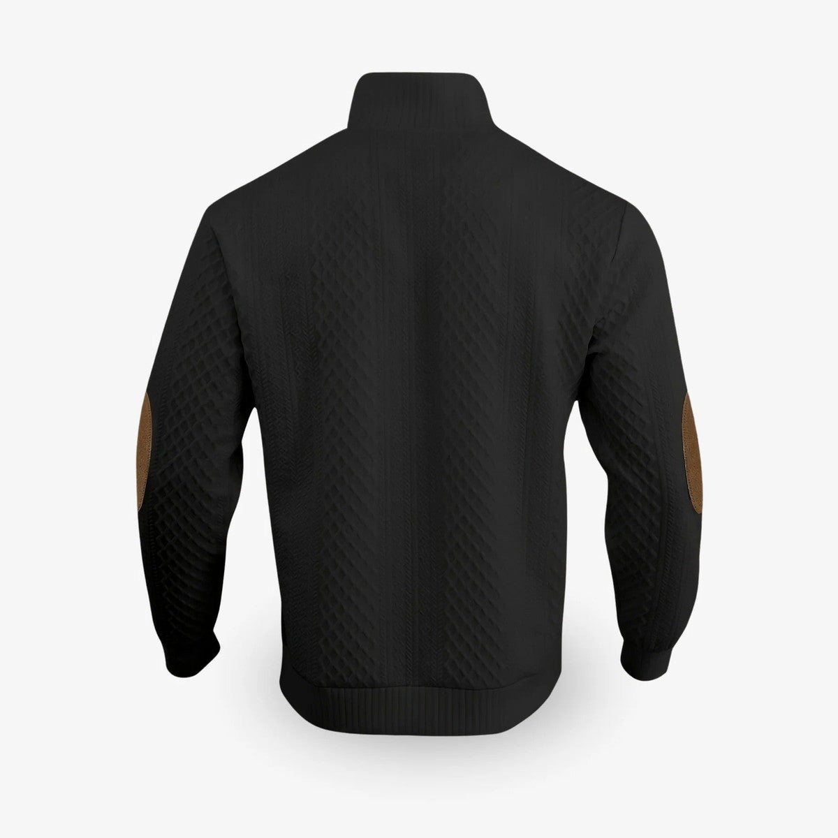 Men Crewneck Knit Pullover Sweater with Textured Weave and Ribbed Trim