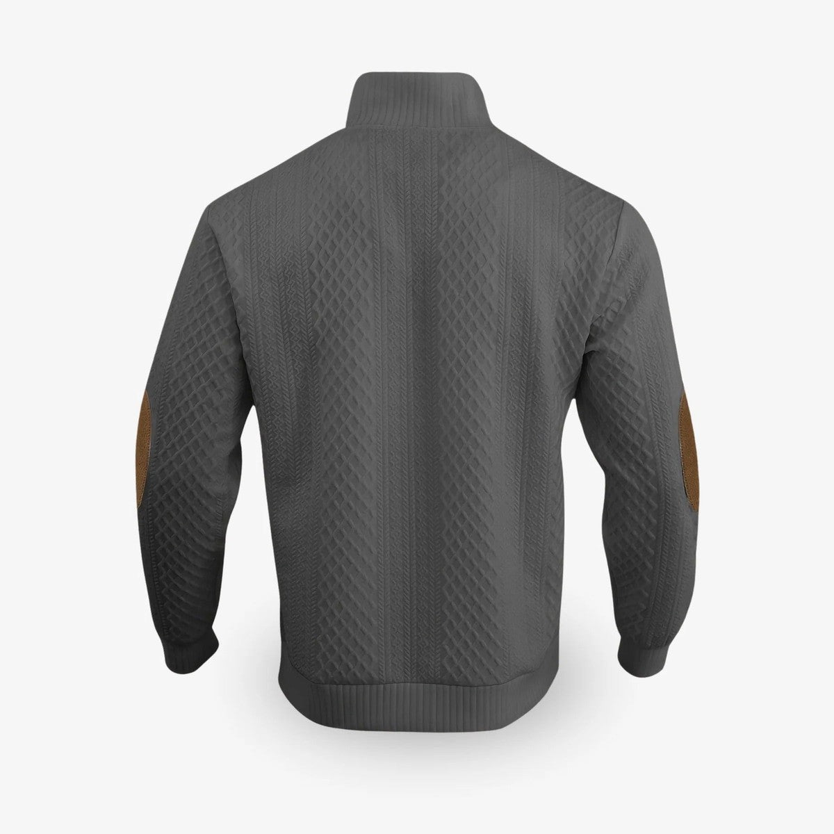 Men Crewneck Knit Pullover Sweater with Textured Weave and Ribbed Trim