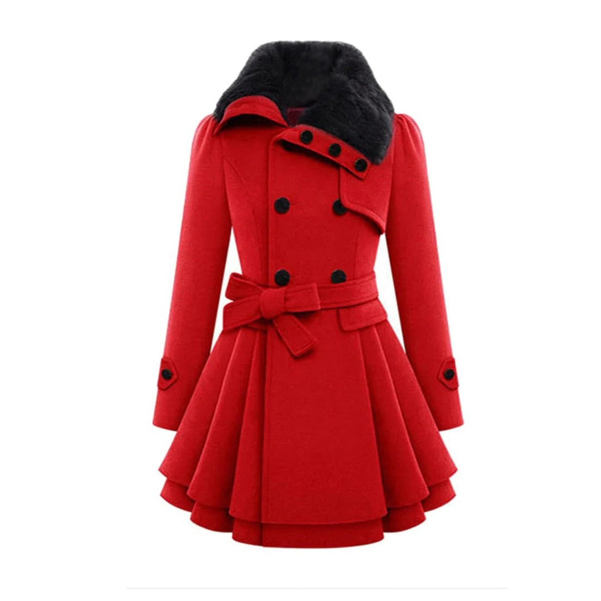 Women Hooded Long Down Jacket with Faux Fur Trim and Puffer Quilted Lining