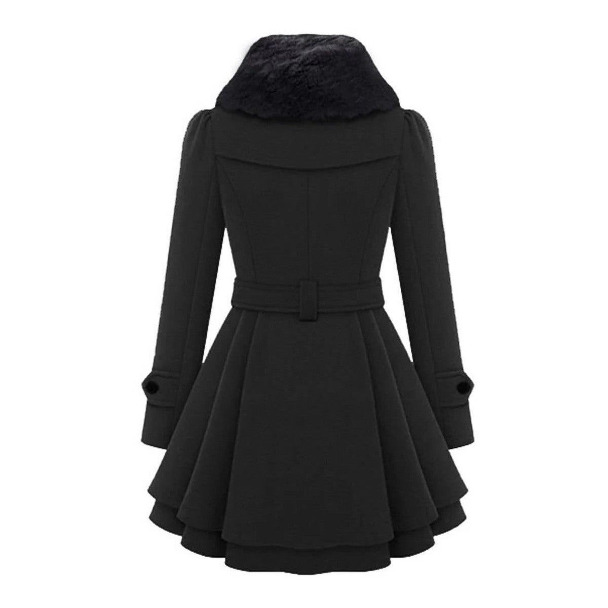 Women Hooded Long Down Jacket with Faux Fur Trim and Puffer Quilted Lining