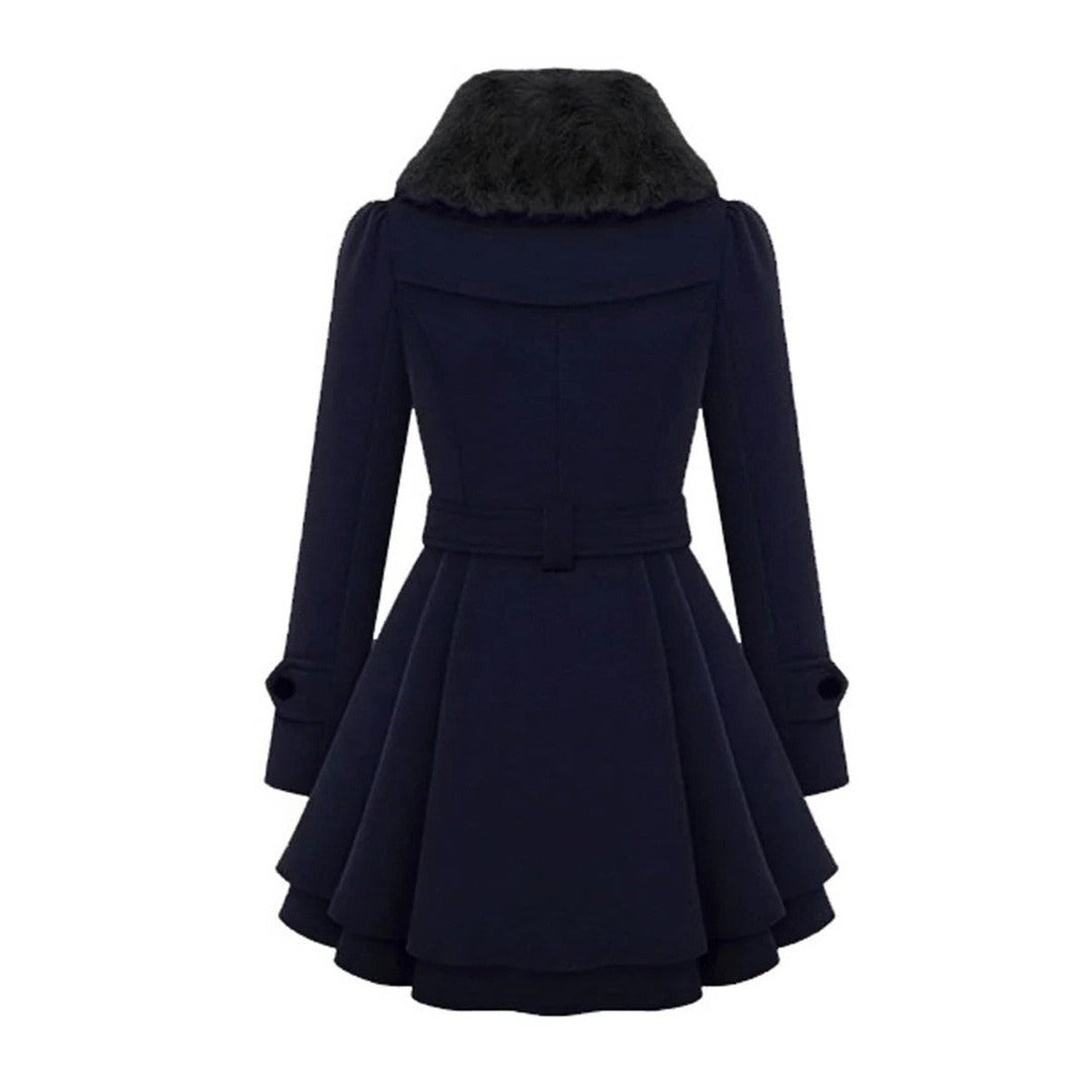 Women Hooded Long Down Jacket with Faux Fur Trim and Puffer Quilted Lining