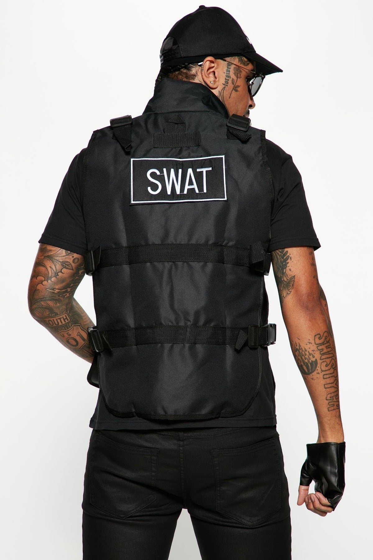 Tactical Four-Piece Costume Set with Adjustable Vest and Fingerless Gloves