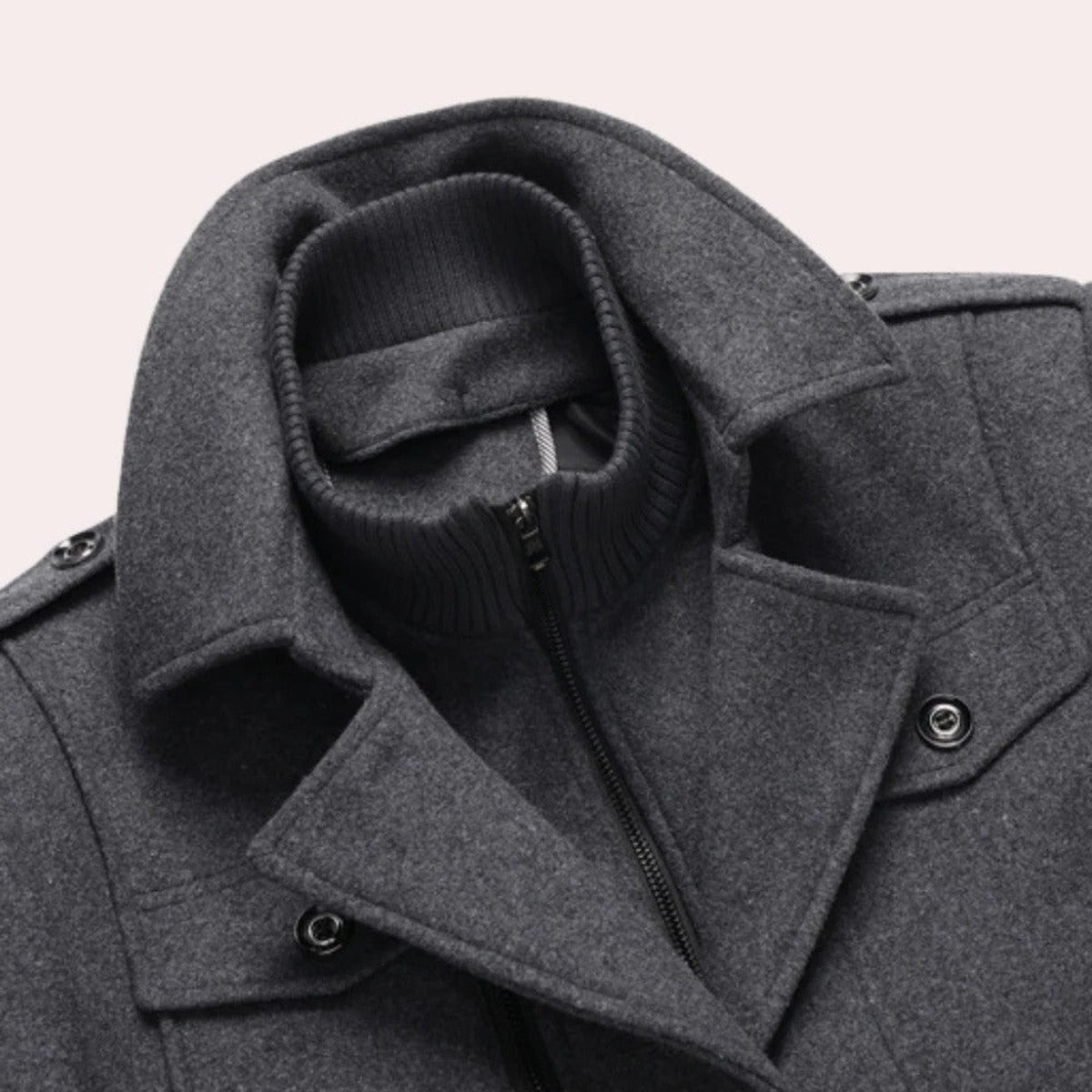 Men Heavyweight Winter Coat with Detachable Fleece Collar and Plaid Lining