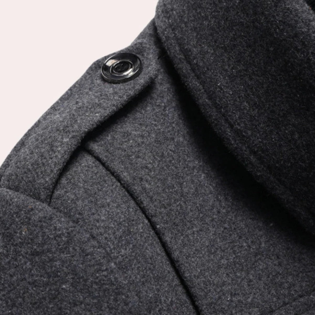 Men Heavyweight Winter Coat with Detachable Fleece Collar and Plaid Lining